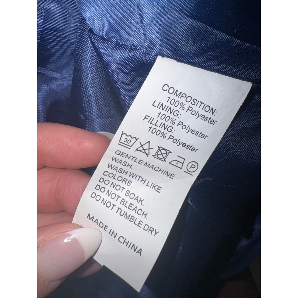 Unbranded Toile de Jouy Quilted Puffer Jacket Womens Blue White Small - Picture 8 of 8